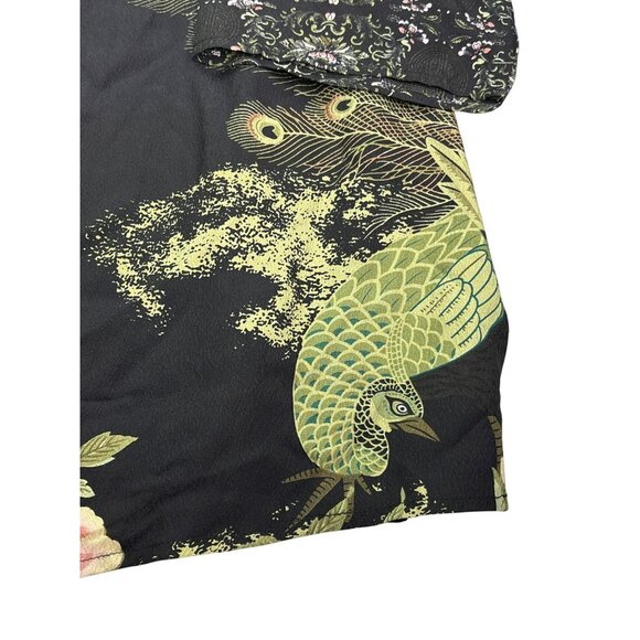 Citron Santa Monica Floral Peacock Bird Print Silk Long Kimono Size 3X - Picture 5 of 11